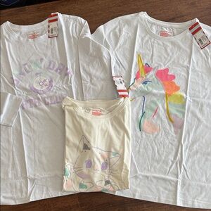 3 Cat & Jack graphic tee shirts one long sleeve 2 short sleeve
